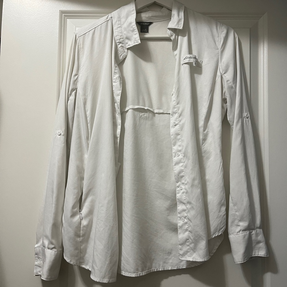Eddie Bauer Airy White Button Down Shirt